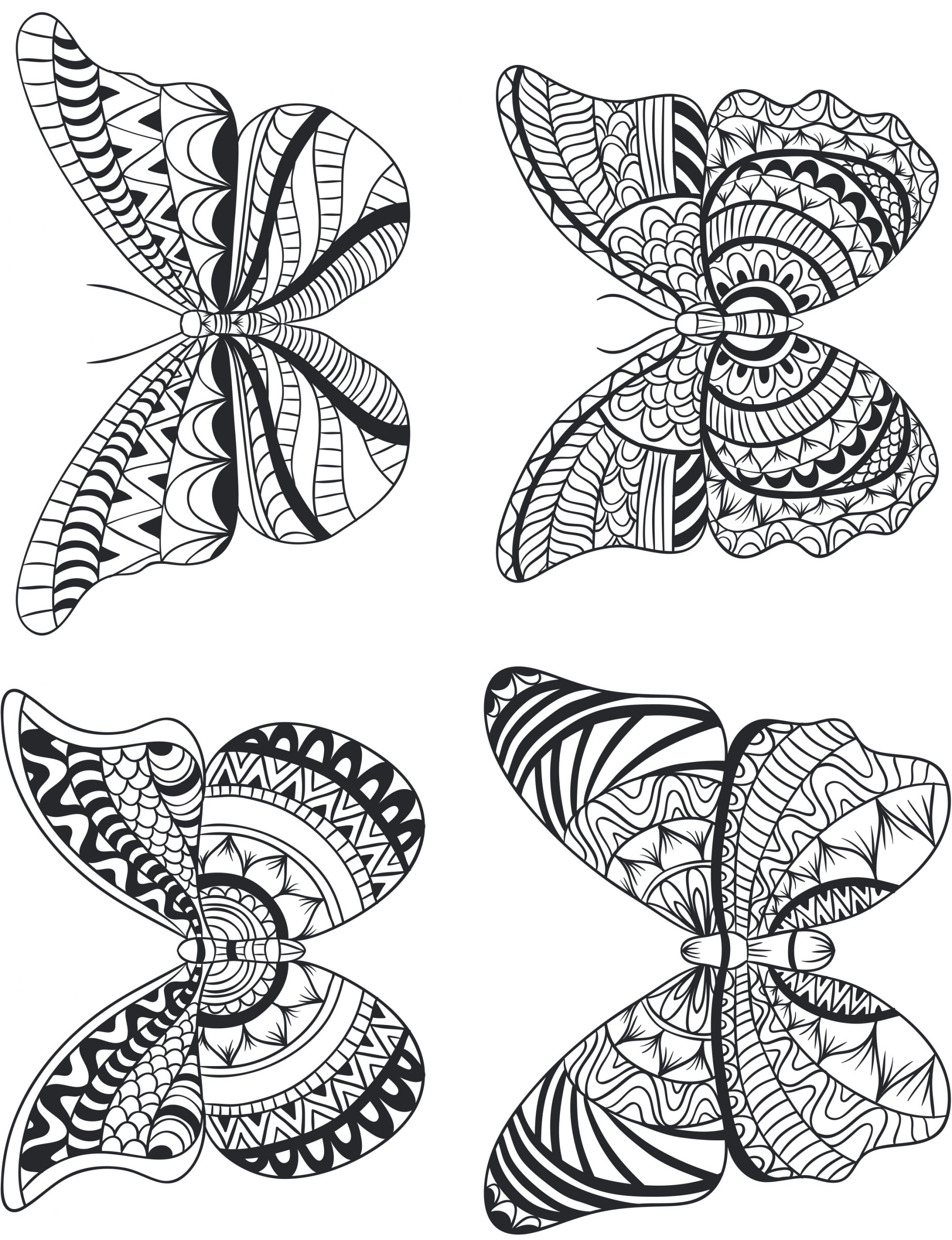 Quatre Papillon Géométrie Pour Adulte À Imprimer à Coloriage Dessin Papillon