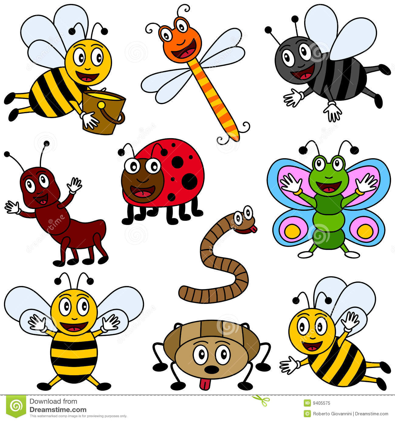 Ramassage D'Insectes De Dessin Animé Illustration De pour Dessin Insecte