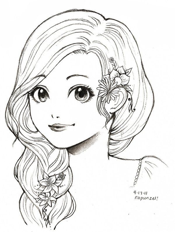 Rapunzel | Girly Drawings, Girl Drawing Sketches, Art à Coloriage 3 Marker Challenge