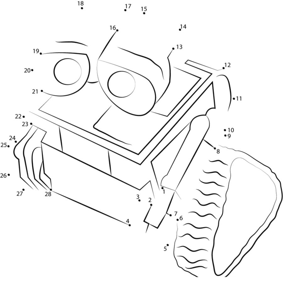 Relier Les Points: Wall-E Imprimable, Gratuit, Pour Les serapportantà Wall-E Dessin Facile