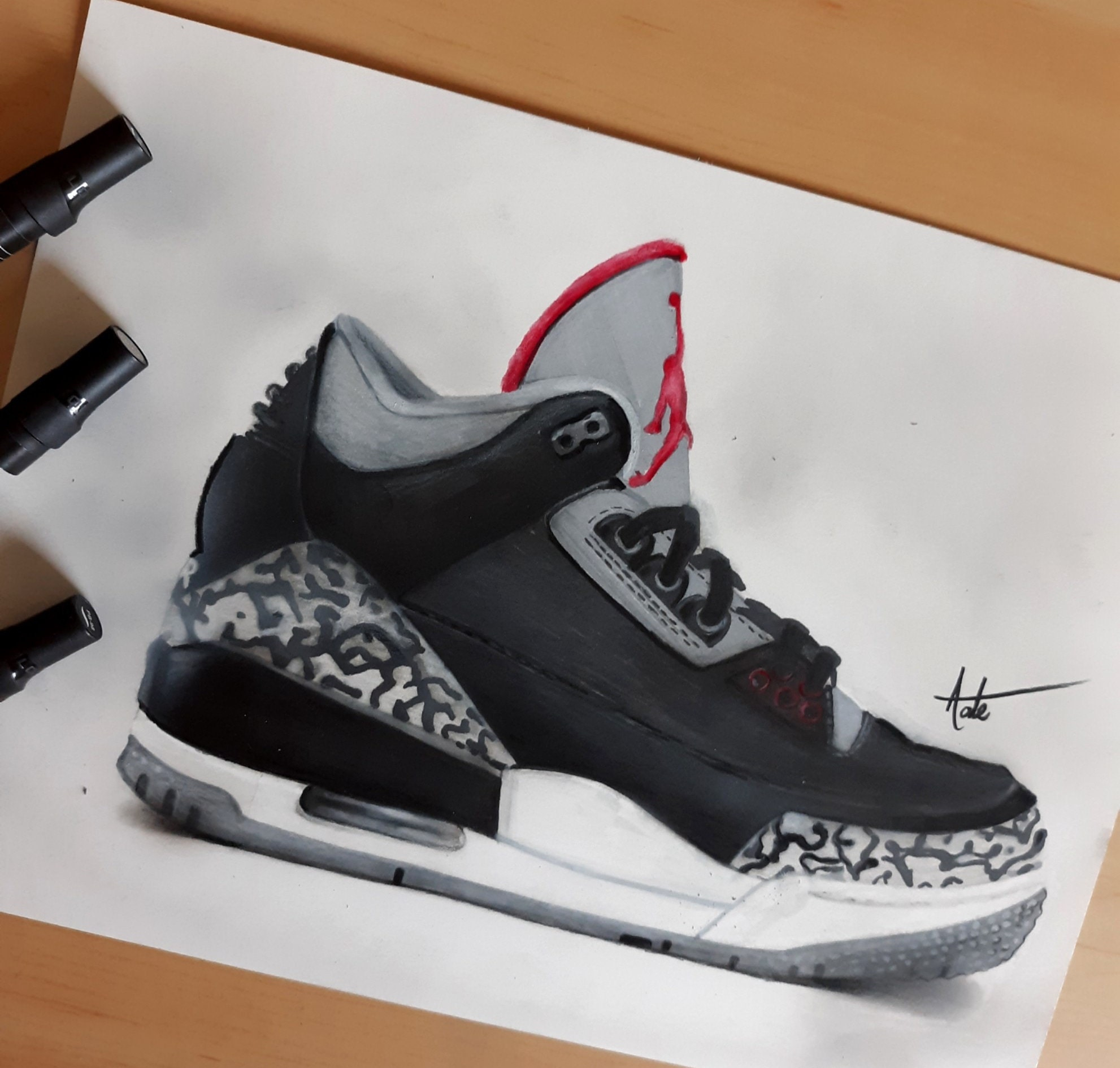 Retro Jordan Shoe Drawing tout Jordan 4 Dessin