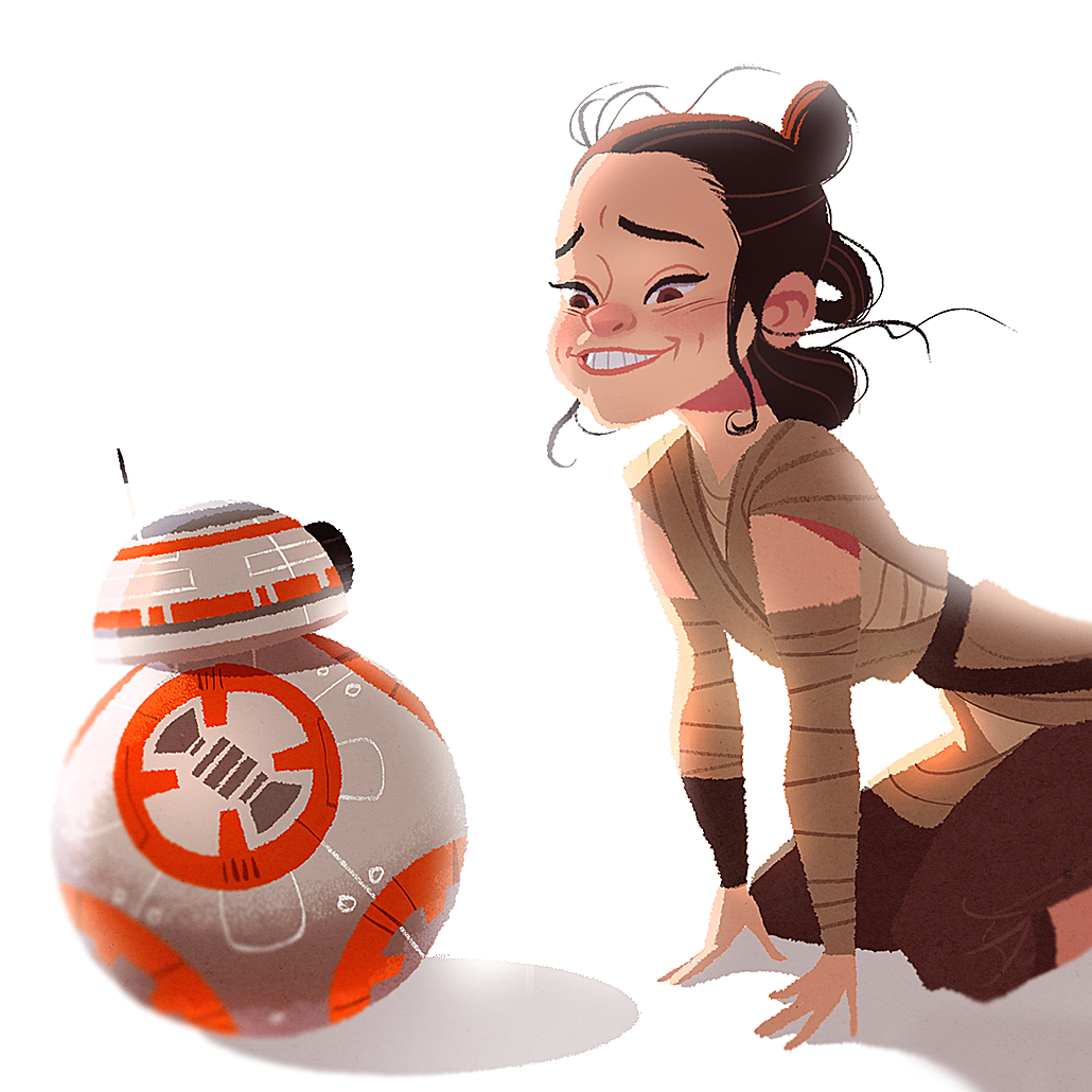 Rey &amp;amp; Bb-8 By Gabriel Soares | Illustration Character pour Bb-8 Dessin