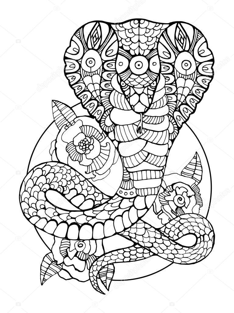 Serpent Cobra Coloriages Pour Vecteur Adultes — Image destiné Coloriage Dessin Serpent