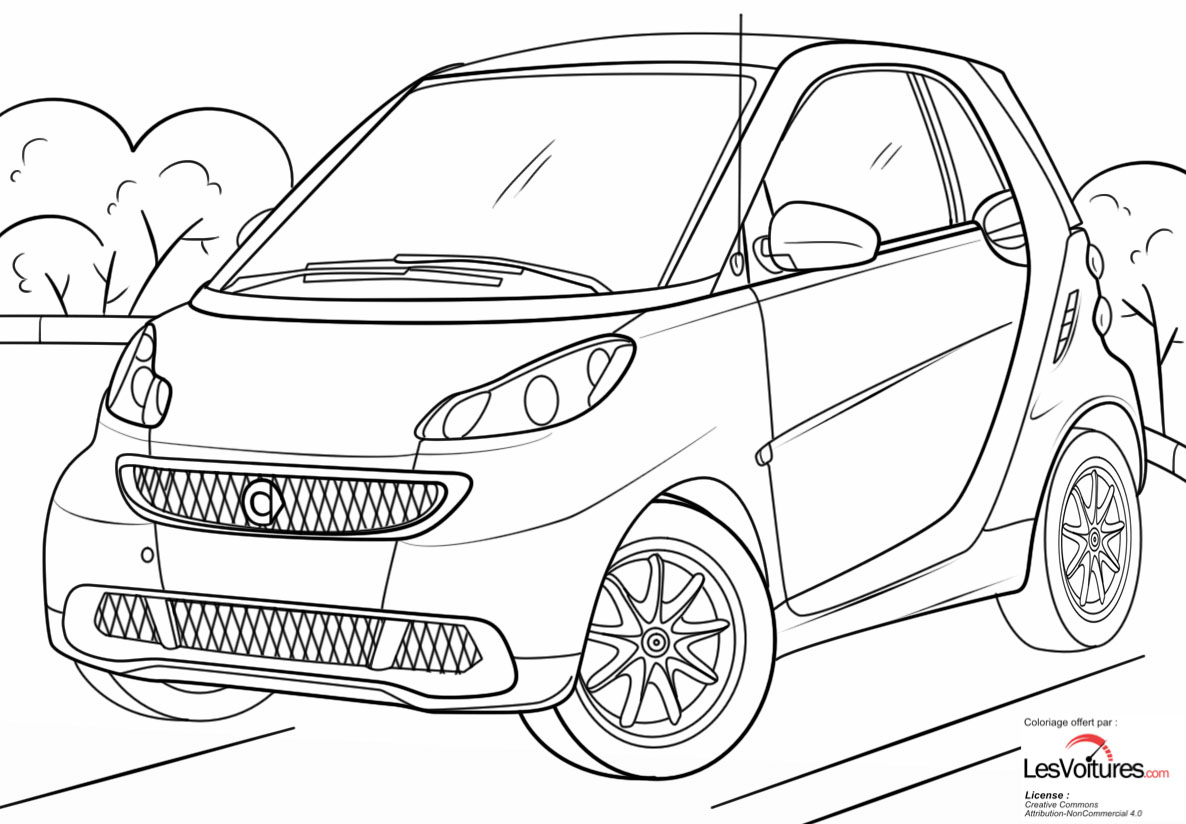 Smart-Fortwo-Coloriage-Voiture | Les Voitures serapportantà Coloriage Dessin Voiture