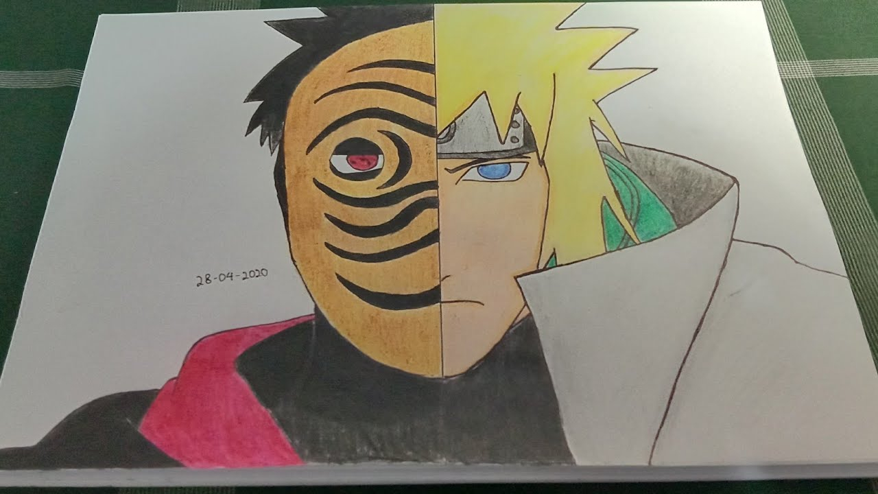 Speed Drawing - Minato Namikaze Vs Obito Uchiha (Naruto pour Dessin Obito