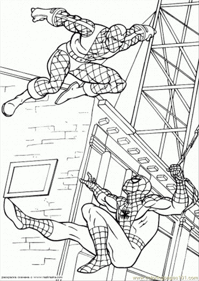 Spiderman Fights With His Enemy Coloring Page For Kids dedans Dessin 3 Spiderman,