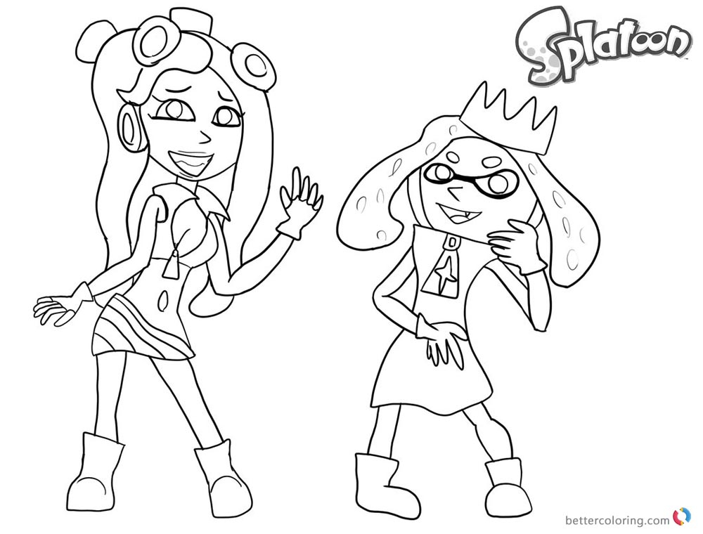 Splatoon Coloring Pages Splatoon 2 Pearl And Marina Sketch tout Dessin Coloriage Splatoon 2