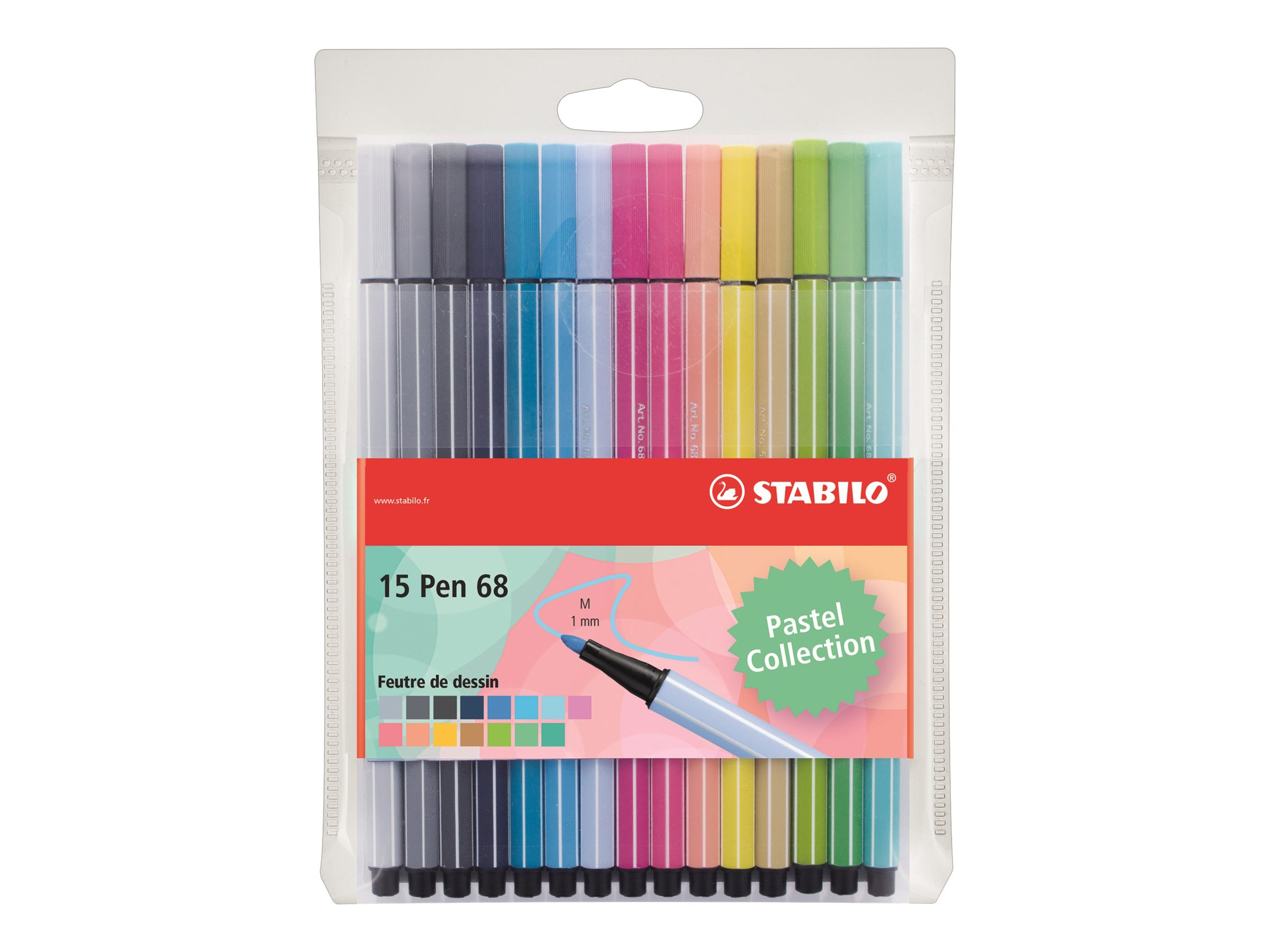 Stabilo Pen 68 - Pochette De 15 Feutres - Pastel - Feutres pour Coloriage Avec Des Feutres,