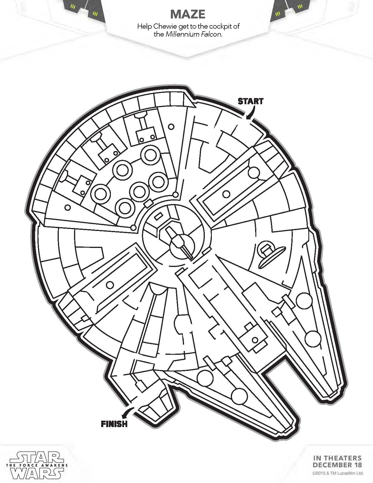 Star Wars Coloring Pages, The Force Awakens Coloring Pages destiné Falcon 9 Dessin