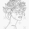 Sticker « Impression D'Art Femme Tête De Plante | Femme dedans Dessin 1 Trait,