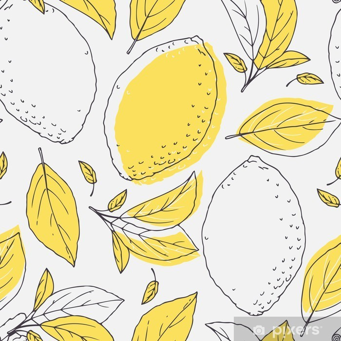 Sticker Outline Pattern Avec Du Citron Et Des Feuilles destiné Dessin Bouche Avec Citron