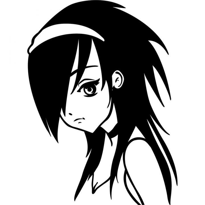 Sticker Personnage Manga Triste - Stickers Stickers pour Dessin Manga F