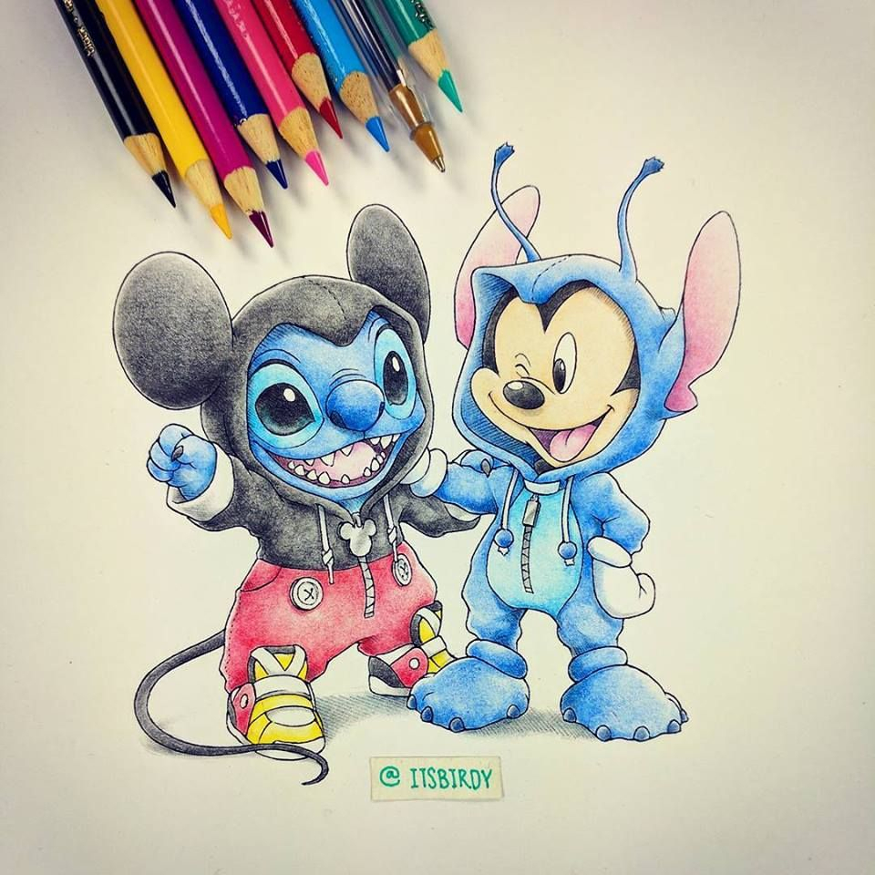 Stitch [As Mickey Mouse] &amp; Mickey Mouse [As Stitch tout Dessin Stitch