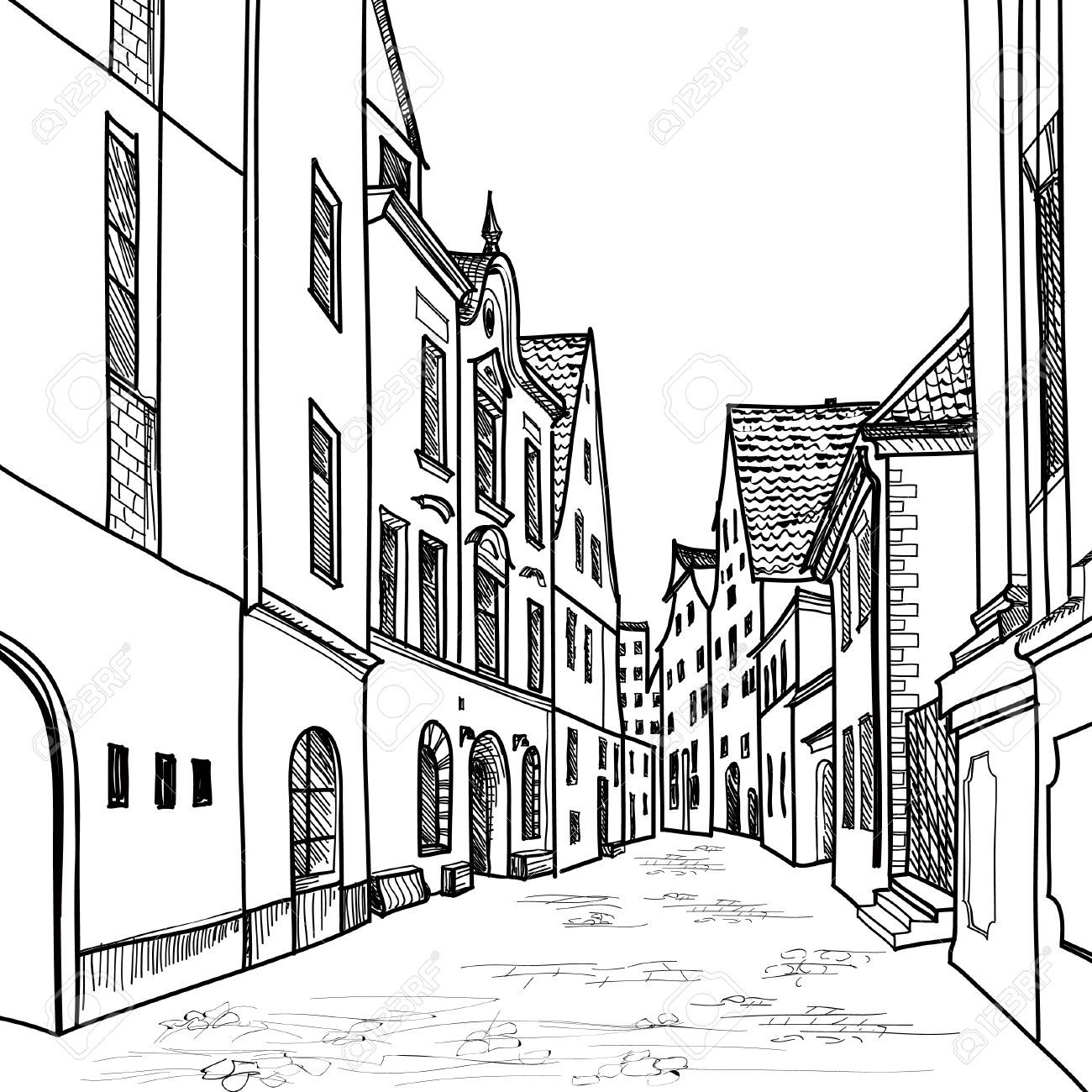 Stock Photo En 2020 | Dessin Paysage Urbain, Ville Dessin encequiconcerne Dessin Ville