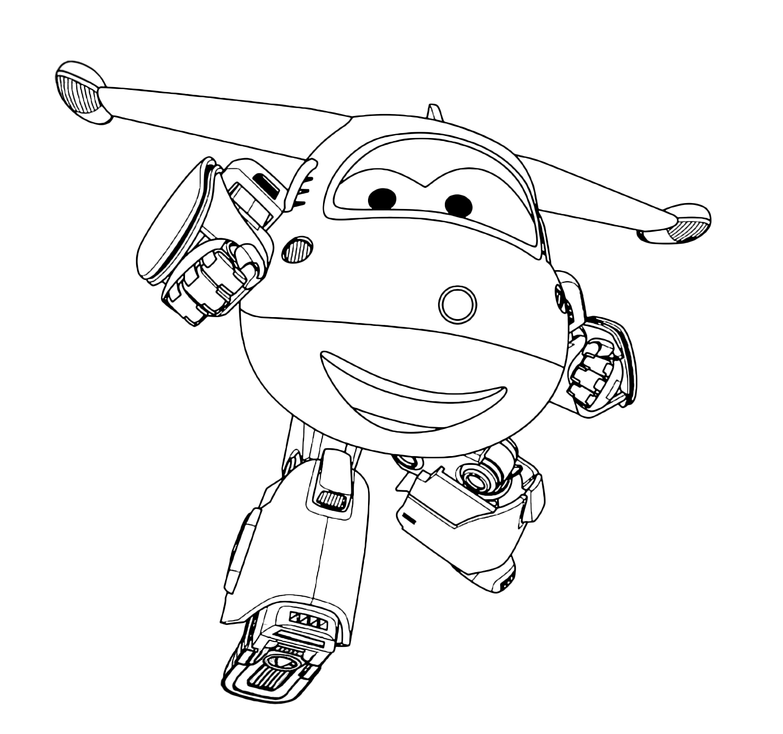 Super Wings - Jett L&amp;#039;Aereo Bianco E Rosso Che Porta I avec Dessin Animé Coloriage Super Wings