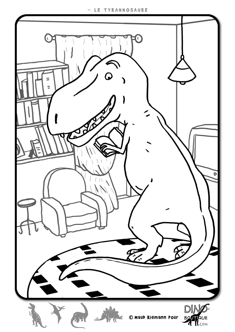 T Rex Rigolo À Colorier - Coloriages De Dinosaures pour T Coloriage