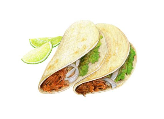 Taco Art // Food Illustration // Archival Print à O&amp;amp;#039;Tacos Dessin