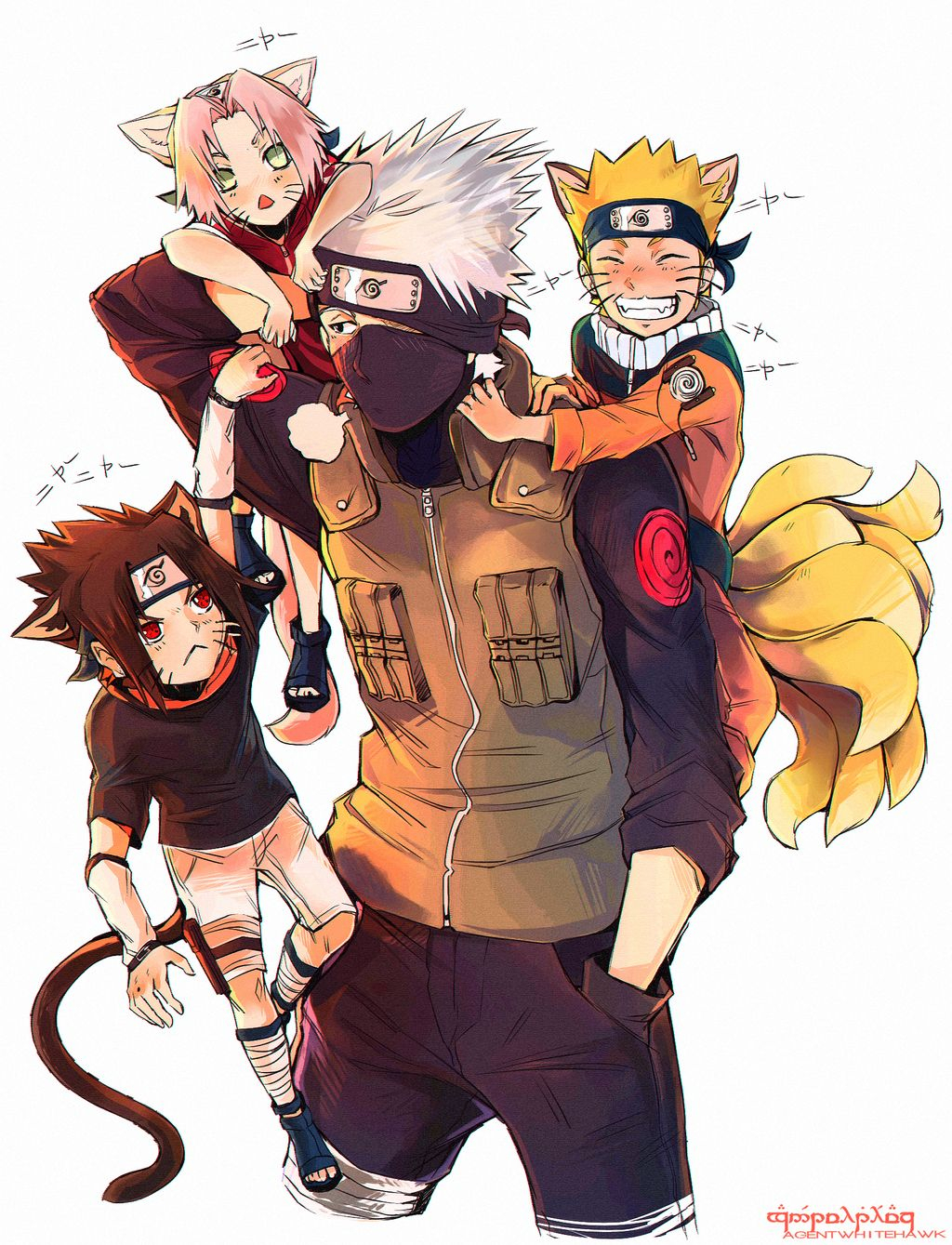 Tags: Fanart, Naruto, Haruno Sakura, Uzumaki Naruto à Team 7 Dessin,