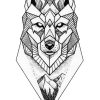 Tatouage Temporaire Géométrique D'Un Loup Cubique Dans Les destiné Dessin Loup Facile,