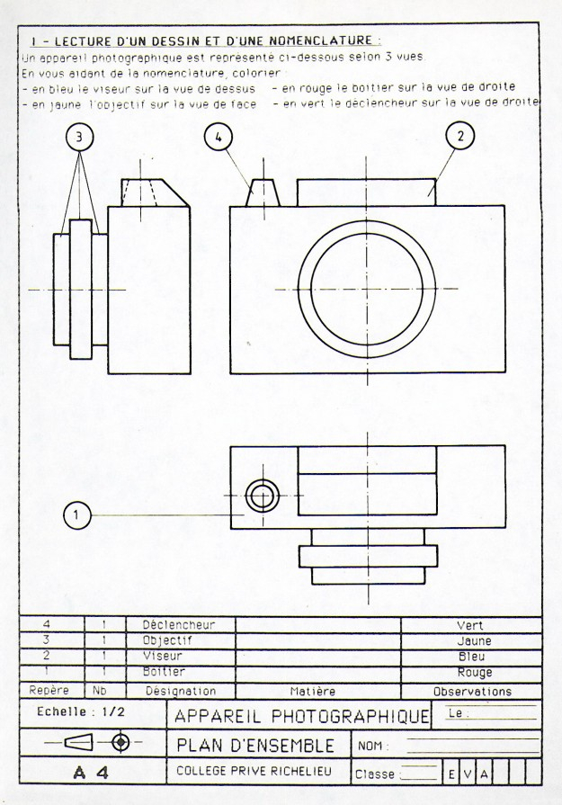 Technoprojets3: Cours N°21 : Exercice De Révision 2 encequiconcerne Dessin Technique Les Vues,