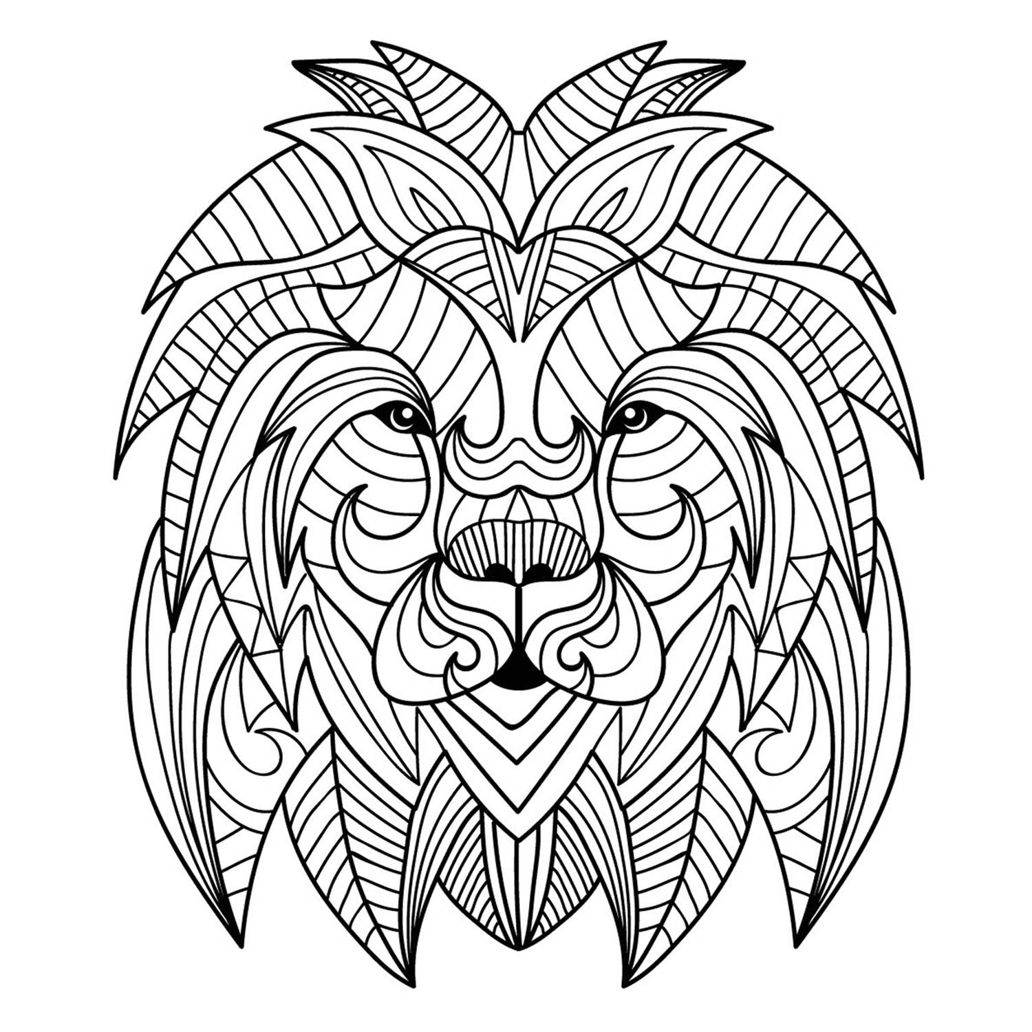 Tete De Lion Mandala 2 - Coloriage De Lions - Coloriages dedans Dessin Coloriage Pour Garçon