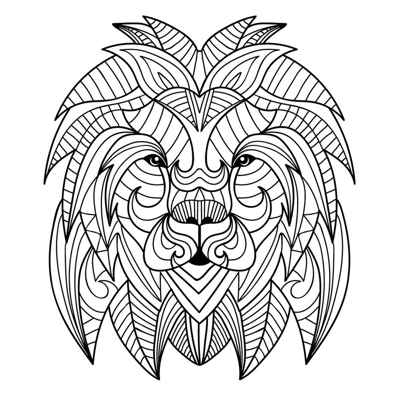 Tete De Lion Mandala 2 - Coloriage De Lions - Coloriages intérieur Coloriage De 6 Ans,