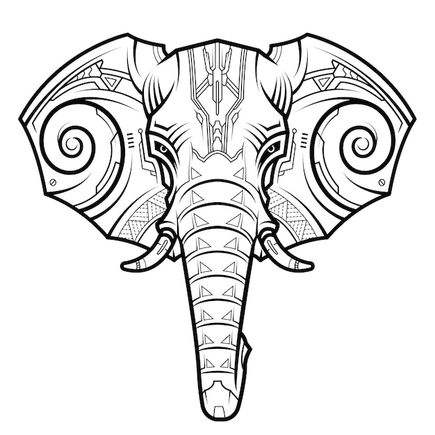 Tête D&amp;#039;Éléphant Abstrait Dans Le Style De Dessin Techno encequiconcerne Dessin Elephant