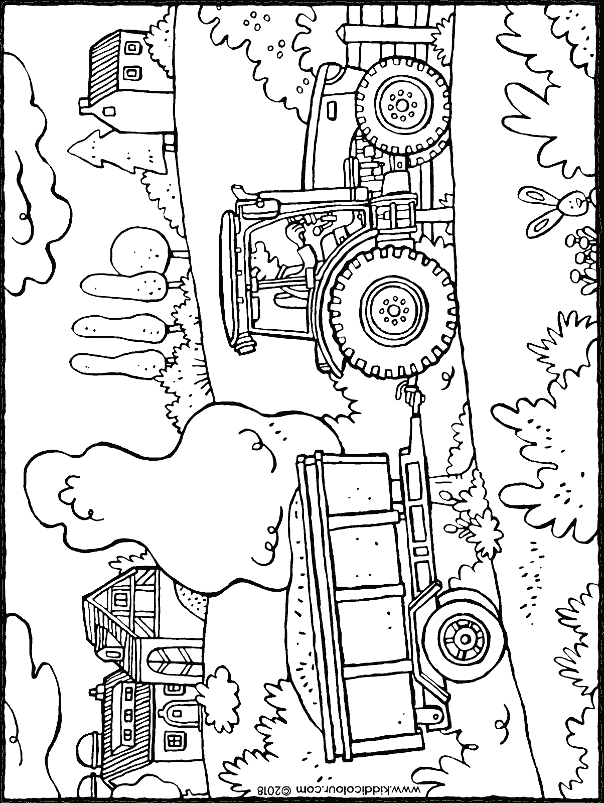 Tracteur Avec Remorque - Kiddicoloriage dedans Coloriage Tracteur