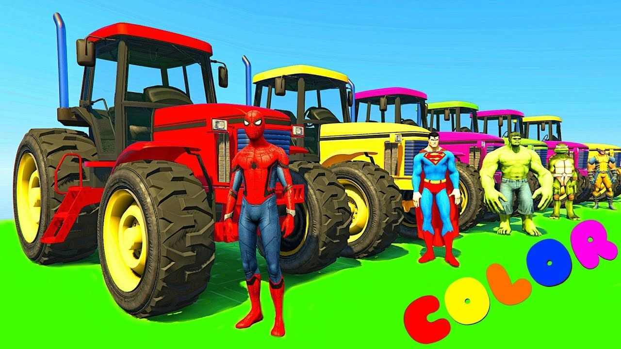 Tracteur Dessin Animé Pour Enfants Avec Voitures Colorées à Dessin Pour Enfan,