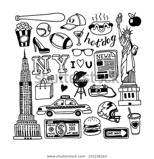 Trouvez Des Images De Stock De Gribouillis De New York concernant Coloriage Dessin New York Facile