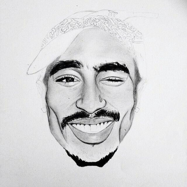 Tupac Shakur, Drawing | Drawings, Tshirt Designs, Male Sketch à Dessin ...