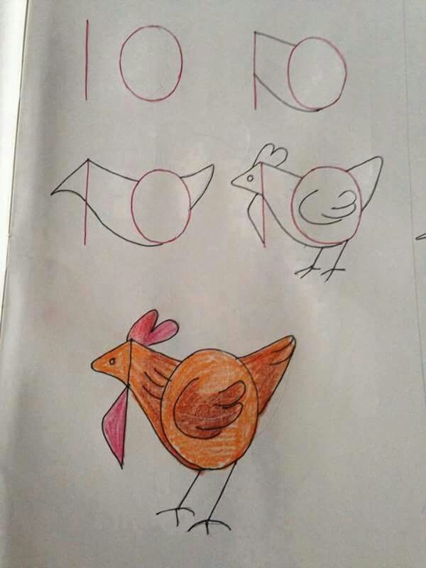 Tuto Dessiner Une Poule  | Drawing For Kids, Number pour Tuto Dessin I Love You,