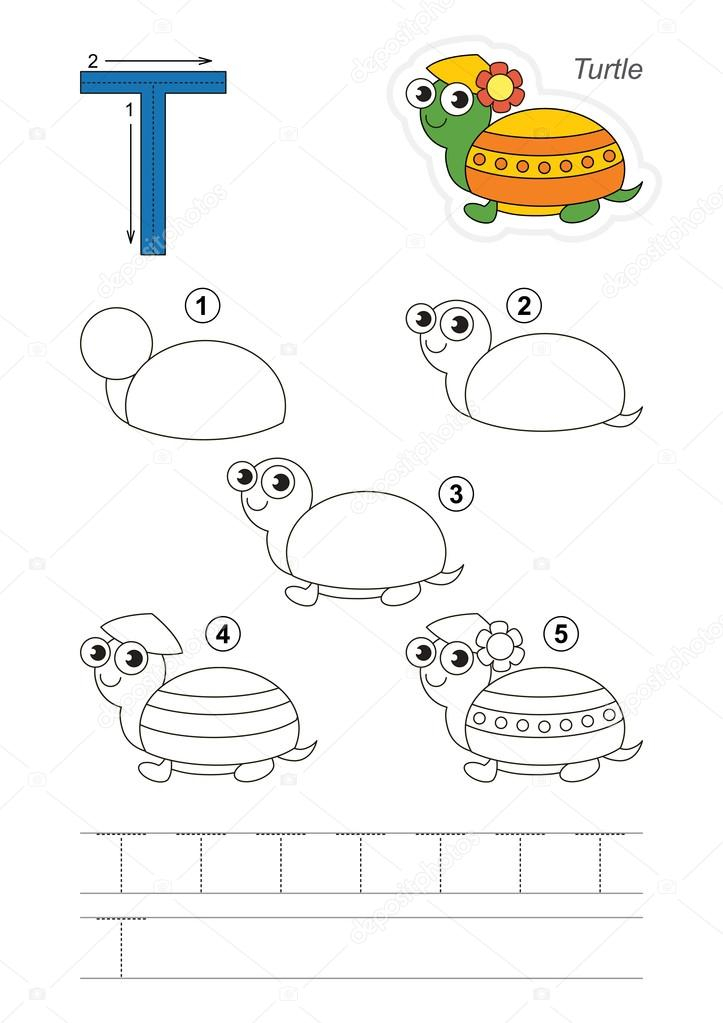 Tutoriel De Dessin. Jeu Pour Lettre T Image Vectorielle à Lettre T Dessin