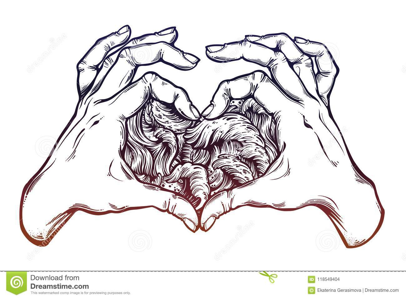 Two Hands Making Heart Sign With Drawn Water Waves In The avec Dessin 2 Mains
