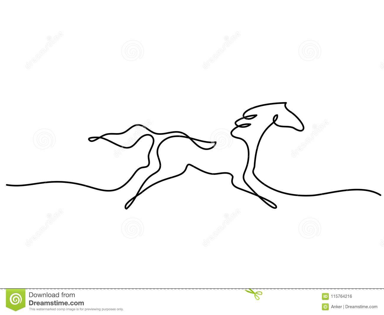 Un Dessin Au Trait Continu Logo De Cheval Illustration De intérieur Dessin 1 Trait