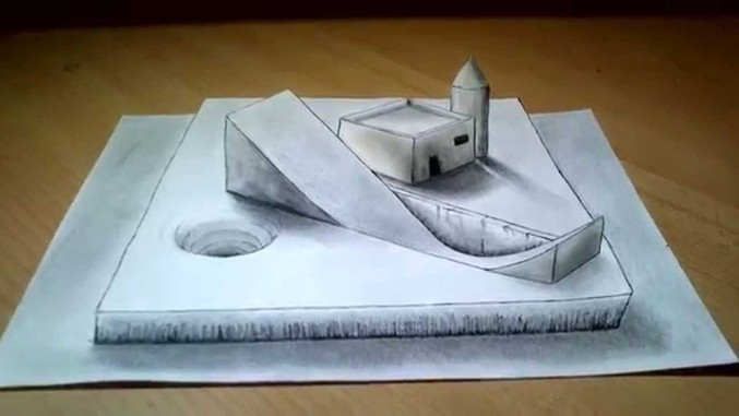 Un Dessin En 3D Anamorphique Accéléré pour H En 3D Dessin