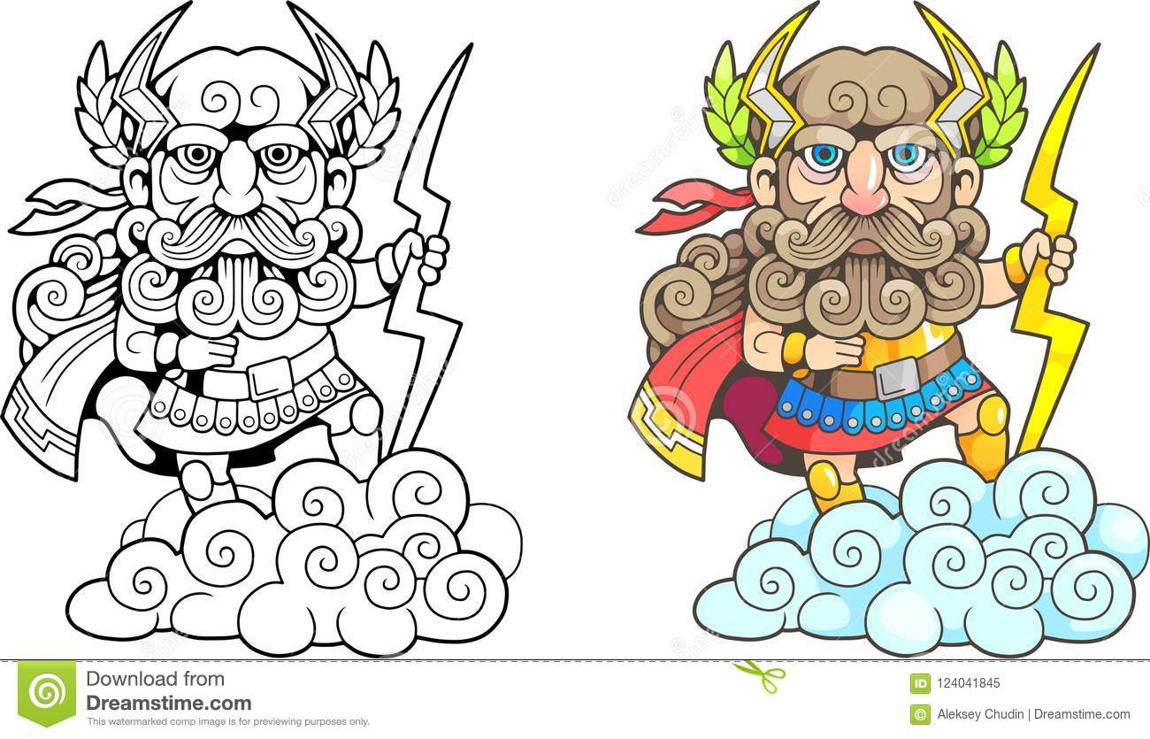 Un Dieu Zeus, Illustration Drôle, Livre De Coloriage Du destiné Coloriage 12.5,