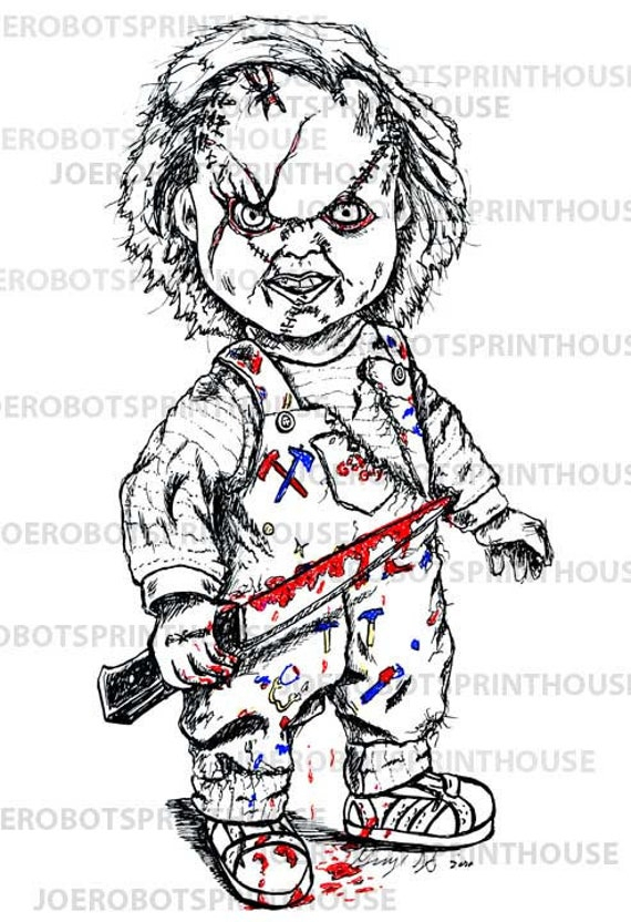 Un Jeu Denfant La Fiancée De Chucky Horreur Imprimer Du | Etsy encequiconcerne Coloriage Horreur,