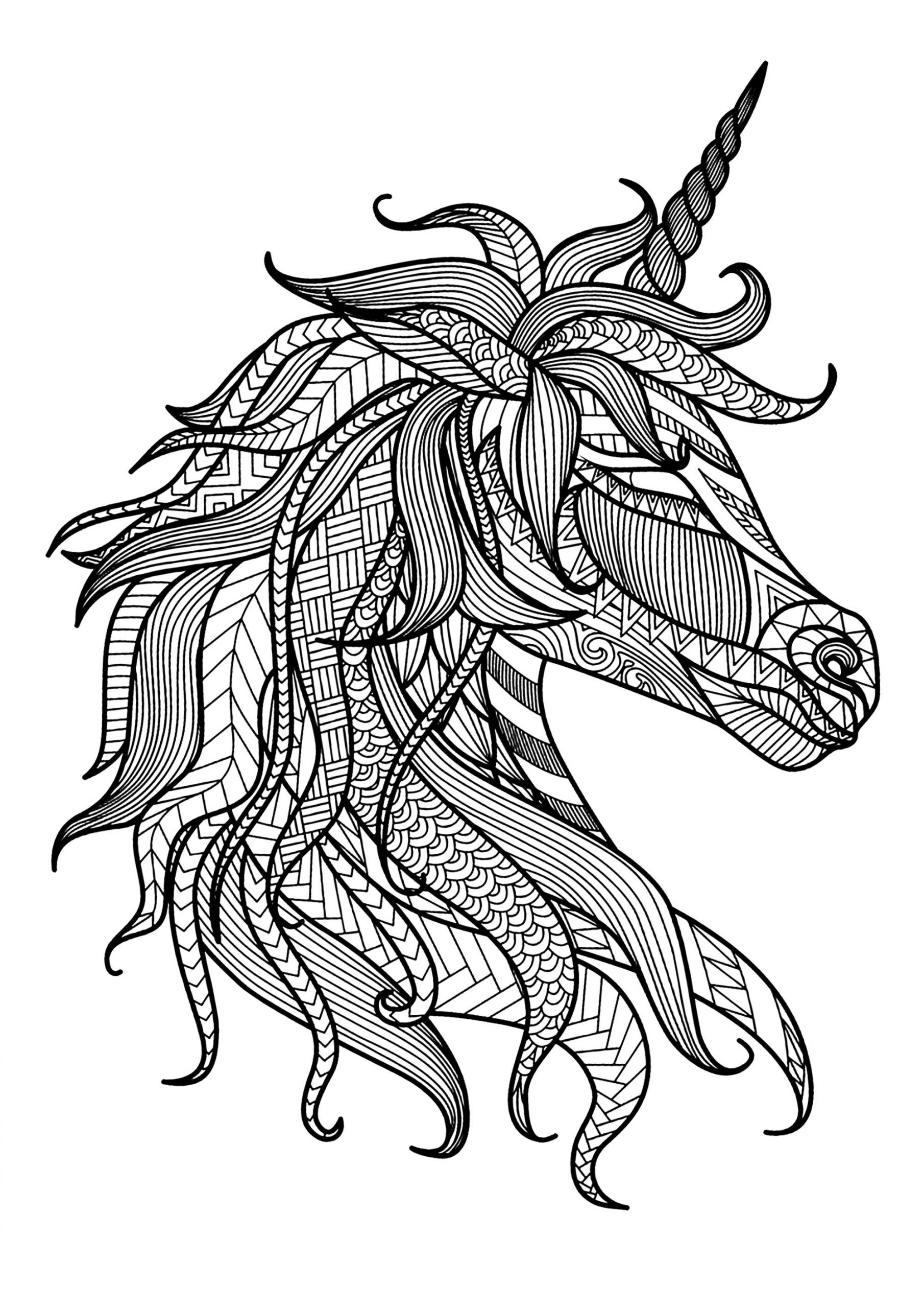 Unicorn Head - Unicorns Adult Coloring Pages à Coloriage Unicorn Dessin