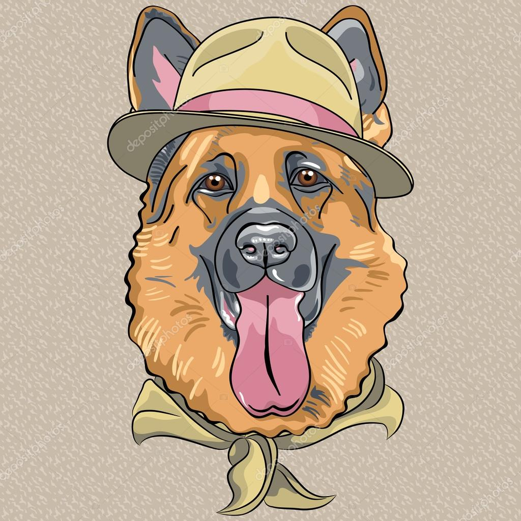 Vecteur Drôle Dessin Animé Hipster Chien Berger Allemand encequiconcerne Dessin Anime Deutsch,