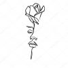 Visage De Femme Avec La Fleur Rose. Dessin Au Trait concernant Dessin 1 Trait,