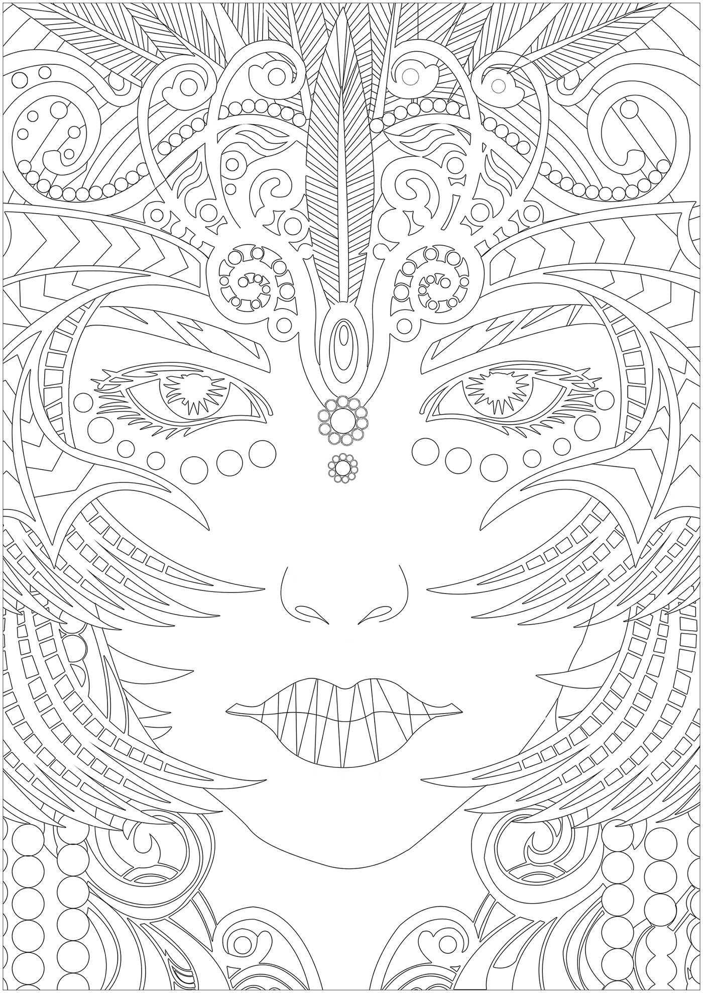 Visage Féminin - Anti-Stress &amp;amp; Art-Thérapie - Coloriages concernant Coloriage Dessin Adulte