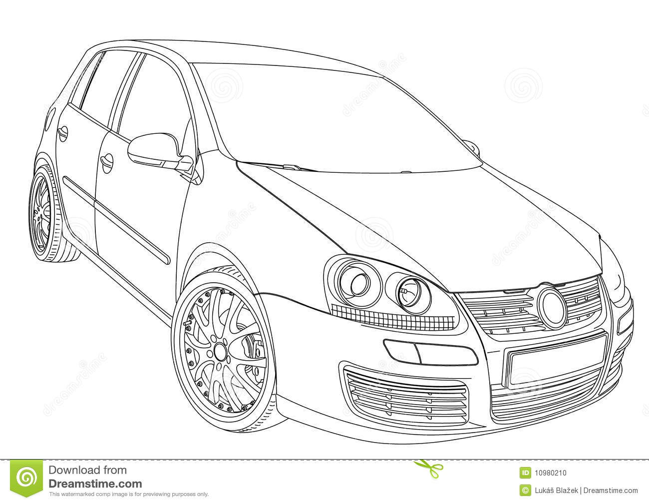 Volkswagen Golf 5 Stock Vector. Illustration Of Vector serapportantà Golf 7 Dessin