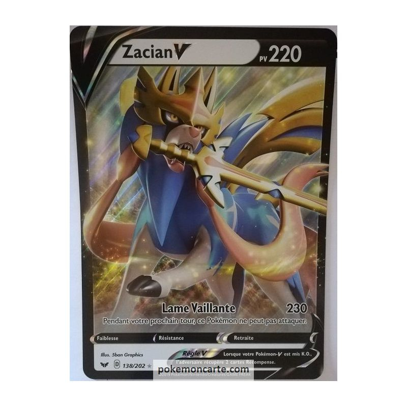 Zacian V Pv 230 Carte Jumbo Epée Et Bouclier Preview Carte intérieur Coloriage Carte Pokemon V