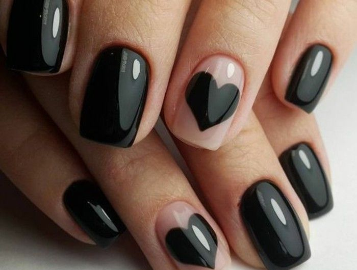 1001+ Nails Arts Stupéfiants Pour Une Manucure Originale St-Valentin pour Ongle Gel Noir