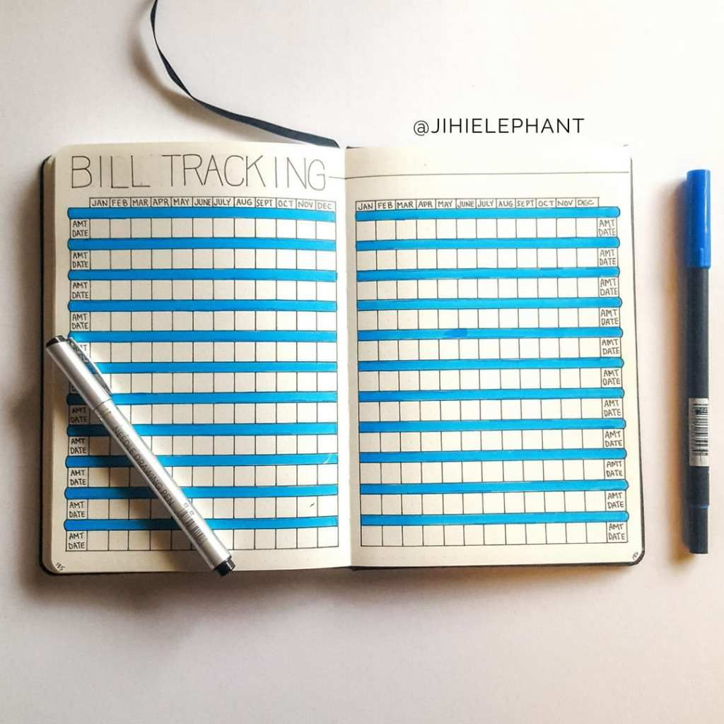 22 Financial Tracking Layouts For Your Bullet Journal | Jihi Elephant pour Tracking Bullet Journal