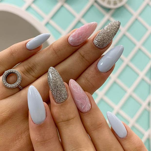 23 Beaux Ongles Pastel Pour Le Printemps 2021 - Coiffure.io: Guide intérieur Ongles Bleu Pastel