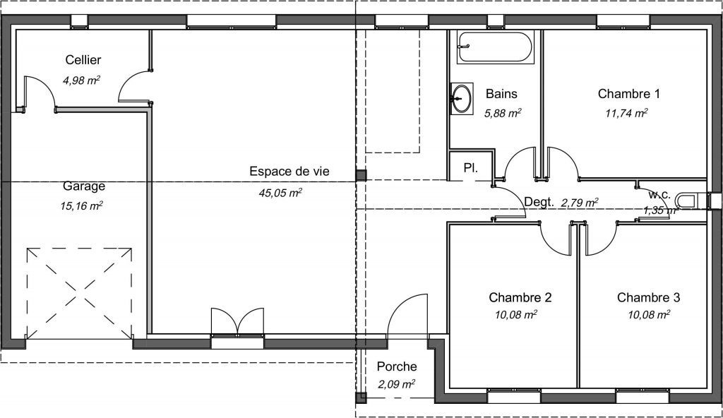 36 Plan Maison Plain Pied 2 Chambres Avec Garage - Plan De La Maison tout Plan Maison Plain Pied 2 Chambres