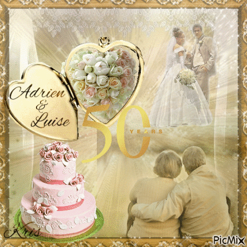 50 Ans De Mariage : Noces D&amp;#039;Or - Gif Animé Gratuit - Picmix intérieur Gif Anniversaire De Mariage