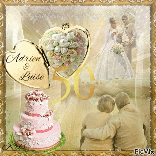 50 Ans De Mariage : Noces D'Or - Gif Animé Gratuit - Picmix intérieur Gif Anniversaire De Mariage